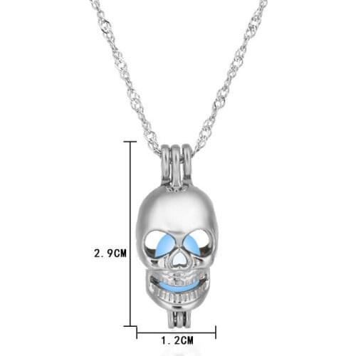 Fashion all-match hot-selling luminous cage necklace, hollow skull pendant, halloween accessories
