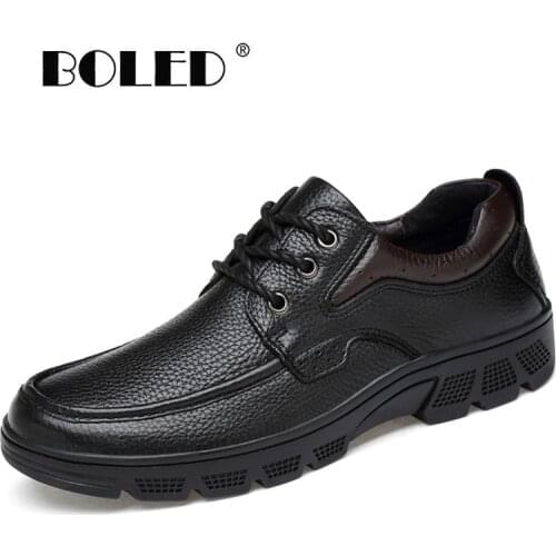 Genuine Leather Shoes Men Cow Leather Casual Shoes Male Outdoor High Quality Men Flats Lace-Up Autumn Winter Shoes Dropshipping