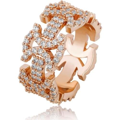 New Fashion Charm Rock Butterfly Rings High Quality CZ Ring Copper Gold Iced Cubic Zirconia Fashion Hip Hop Jewelry for Gift