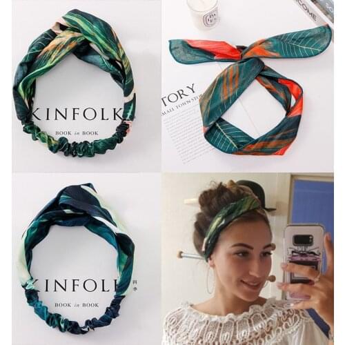 2020 Leaf Entwined Cross Elastic Hair Band For Women Headdress Fresh Retro Banana Leaf Fashion Headband Girls Hair Accessories