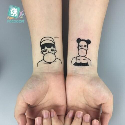 Rocooart Small Cute Balck Couple Temoporary Body Waterproof Taty Old School For Lover Symbol Tatuagem Tattoo Sticker