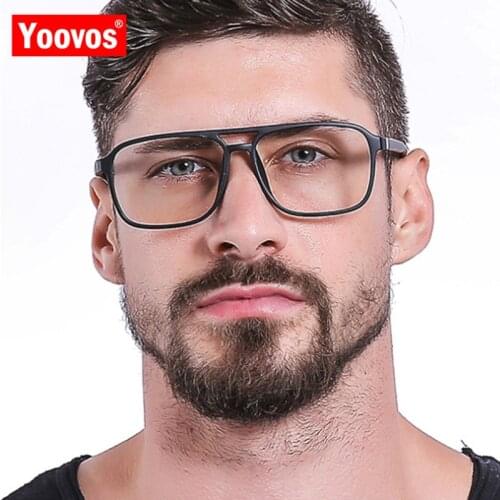 Yoovos Luxury Glasses Frame Men Square Retro Eyeglasses Frames Men/Women Vintage Okulary For Men Blue Light Transparent Eyewear