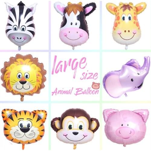 Super Large Cartoon Cute Animal Head Aluminum Film Balloon Helium Baby Birthday Anniversary Jungle Decoration Party Supplies