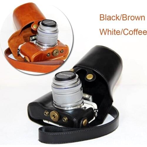 PU leather Camera Bag Case Cover Pouch for OLYMPUS Pen E-PL7 E-PL8 EPL7 EPL8 with 14-42mm Lens With Strap Protective Case