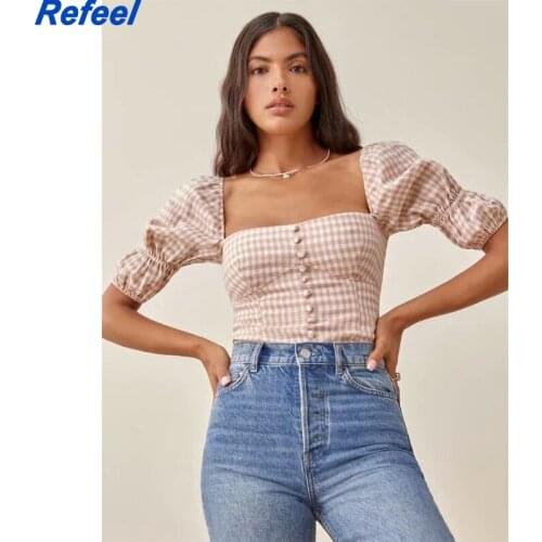 Summer womens casual camis square collar single button short tank top decorated slim-fit tops