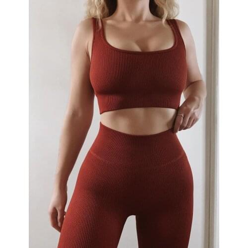 Womens tracksuit Sexy Yoga Seamless Bras Crop Top High Waist Leggings Workout Running Suit For Female Fitness Sportwear Sport