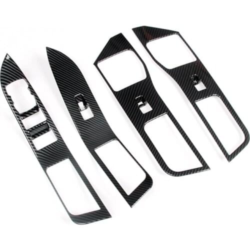 1Set Inner Window Lift Switch Panel Cover Trim Decor ABS Carbon Fiber Style Fit For Ford Explorer 2020 2021 Left Hand Drive