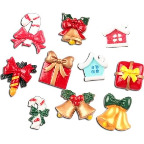 10Pcs Mixed Resin Christmas Series Cabochon Flatback Decoration Crafts Embellishments For Scrapbooking Diy Accessories