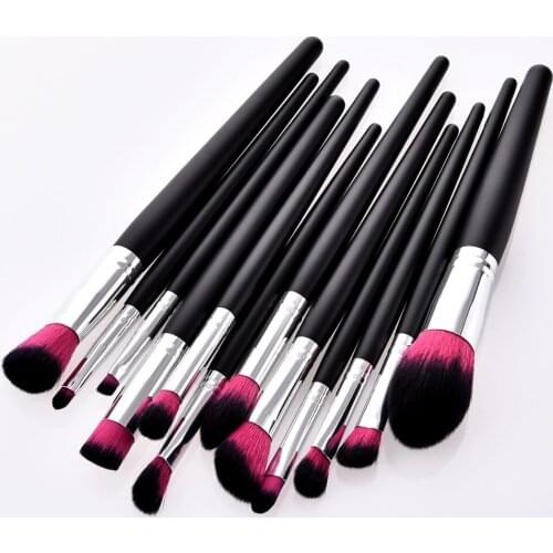 12pcs Wooden Makeup Brushes Black Foundation Powder Contouring Eyeshadow Lip Cosmetic Brush Set Portable Toiletry Kit Dropship