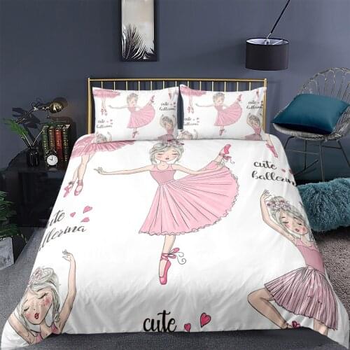 3D Bedding Set Girl Dancer Pattern Cartoon Home Textiles 2/3 Pcs King Size Printed Duvet Cover Pillowcase Ballet Quilt Cover