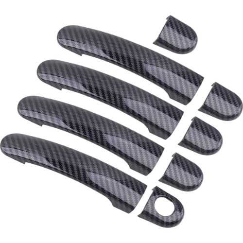 9pcs/Set Door Handle Cover Trim Fit for VW Tiguan Jetta MK6 Polo 2012 2013 2014 Carbon Fiber Style ABS