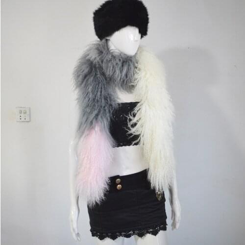 AU755 Free Shipping Customize Mongolian Lamb Fur Boa Scarf Handmade Winter Ladies' Fur Scarves Women Fur Neckchief Soft Mufflers