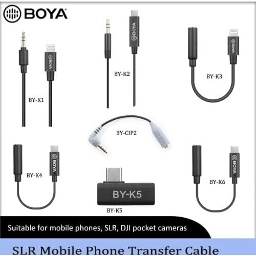 BOYA BY-K1 K2 K3 K4 K5 K6 BY-CIP2 TRS for HUAWEI iPhone Lightning/Typec Android phone audio microphone extension cable