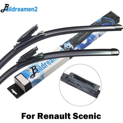 Buildreamen2 Car Wiper Blade Windscreen Rubber Wiper Styling For Renault Scenic Fit Push Button / Bayonet / Slider Arm 2003-2018