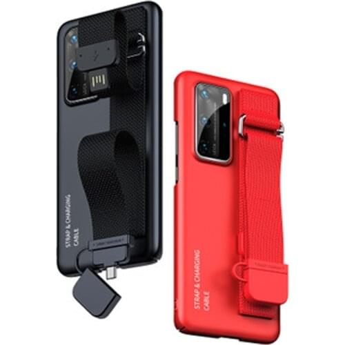 For Huawei P40 P30 Pro P40 Nova 6 P30 Case Hand Strap Band with Cable Matte Stand Holder Shockproof Back Cover Funda Shell Coque