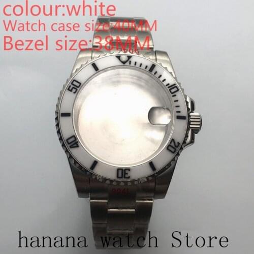 Suitable NH35 / NH36 Mingzhu2813 Miyota self-winding white 40mm stainless steel case with rotating bezel sapphire glass