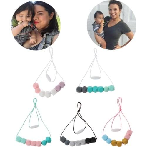 Baby Teething Necklace Safty Silicone Beads Nursing Necklace Chewable Teether For Mother and Baby BPA Free