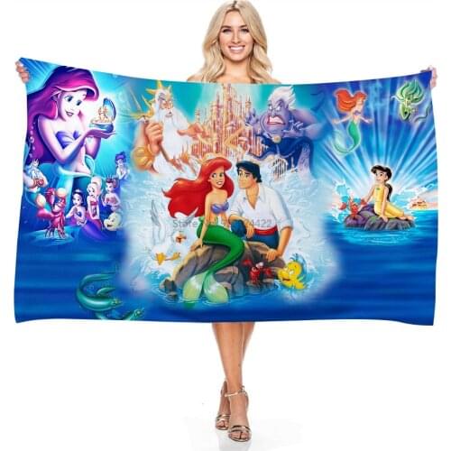 Disney Cartoon Cute Mermaid Princess Microfiber Adult Childrens Baby Bath Beach Towel Gift Swimming Towels 140x180cm Big Size