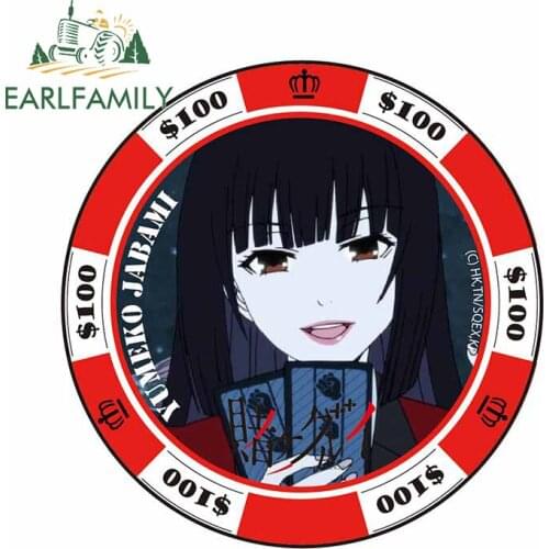 EARLFAMILY 13cm x 12.9cm For Kakegurui Car Repair Stickers Auto Air Conditioner Decal DIY Scratch-proof Sticker Decoration