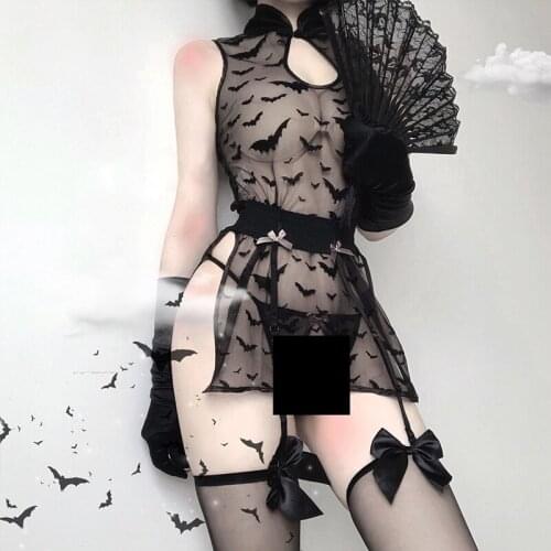 Erotic Lingerie Babydoll Devil Role Play Costumes Sexy See Through Lace Night Dress See Through Cosplay Costume Sexi Sleepwear