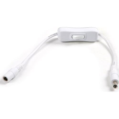 Hot Sale DC Head Switch Connector 2.1x5.5mm Male to Female ON/OFF Switch Connector White Power Cable length 30cm with LED light