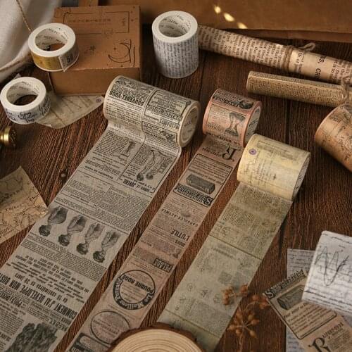 Gothic Paper Washi Tape Vintage Alphabet Number Love Lettering World Map Newspaper Journal Adhesive Masking Tapes Sticker