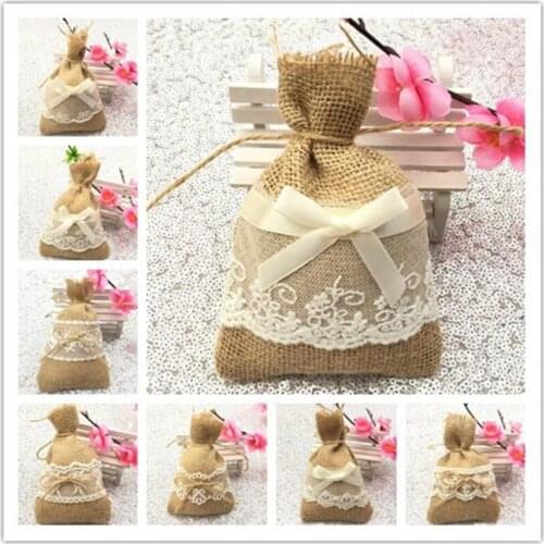 Hot sale European and American linen Bundle pocket Tie a sack Gift bag Retro linen Candy Bag LX7275