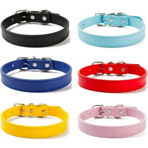 Pets Dog Collar PU Leather Pure Color Adjustable Soft Small Medium Large Dogs Neck Strap Puppy Cat Supplies Asccessories