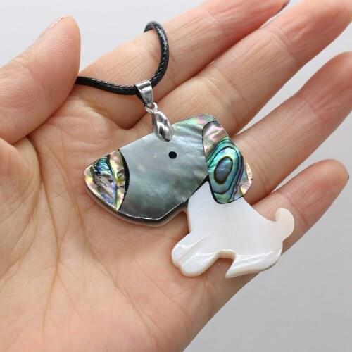 Natural Mother of Pearl Shell Pendant Necklace Cute Dog Animals Adjustable Necklace for Women Jewelry Necklace Gift Length 55cm