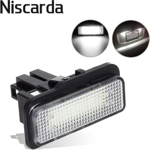 Niscarda 2Pcs LED License Plate Lights White Lamp Set Assemblies for Benz W203 W211 S211 W219 R171 Error Free 18-SMD 12V 6500K