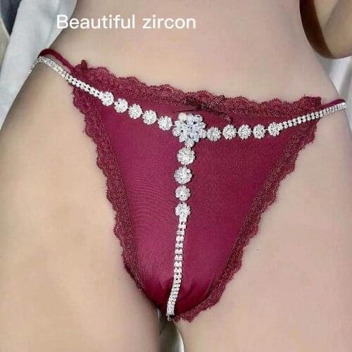 New sexy women Rhinestone body underwear chain womens waist chain fashion shining crystal jewelry underwear thong chain
