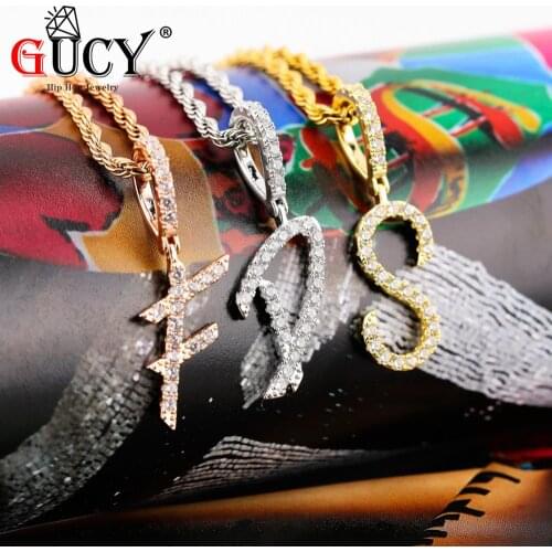 GUCY Zircon Monogram Necklace And Pendant Gold And Silver Color Hip Hop Jewelry For Men/Women As a Gift To a Friend