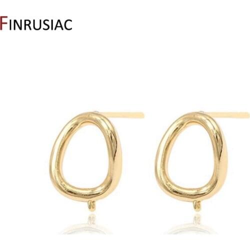 Plated 14k Gold Earring Making Supplies 2020 Latest Design Oval Hollow Shape Stud Earrings Hook Jewellery Findings