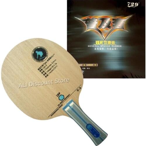 Pro Combo Racket 729 C-3 Blade with 2x General Rubbers for Table Tennis paddle bat