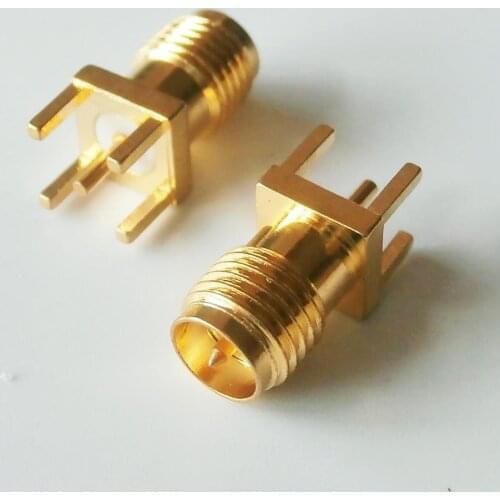RF Connector Socket RPSMA RP SMA Female jack Center Solder PCB clip edge mount Brass GOLD plated Straight Coaxial RF Adapters
