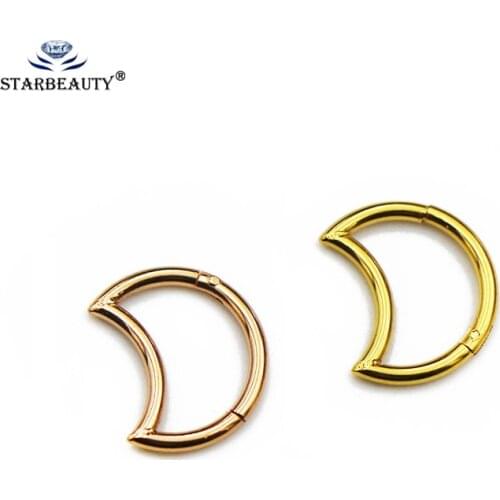 1Pc 100% 316L Steel 16G Moon Star Cartilage Helix Tragus Conch Rook Ear Piercing Earring Stud Stainless Steel Jewelry