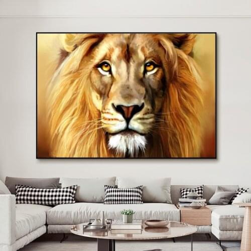 Modern Animal Art Posters and Prints Wall Art Canvas Abstract Painting Lion and Tiger Picture for Living Room Home Decoration