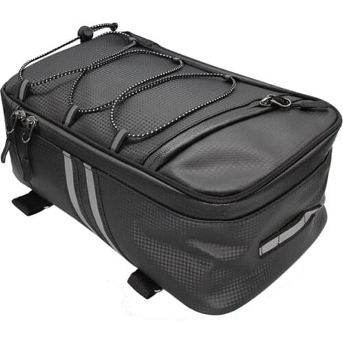 Motorcycle Seat Bag PU Leather Tail Bag Large Capacity 8L Motorcycle Backpack Waterproof Luggage Bags Motorbike Helmet Bag