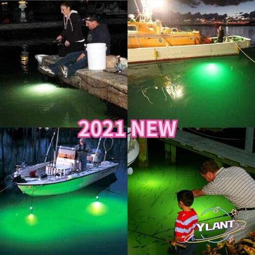 LED Fish Attracting Bait Submersible Underwater Fishing Light 2021 NEW DC 12V Green White Blue Yellow IP68 Aluminum High Power