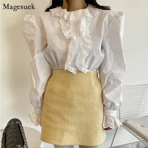 Spring Shirts For Women 2021 Vinatge Cotton White Blouse Women Plus Size Casual Lady Shirt Tops Long Sleeve Women Blouses 13268