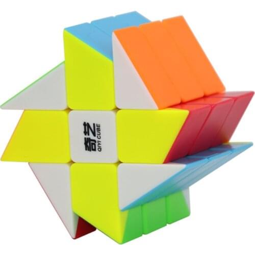 Qiyi 3x3 Windmill Cube Magic Puzzle Brain Teaser Brushed Sticker 56mm Educational Black Twisty stickerless toys for kids