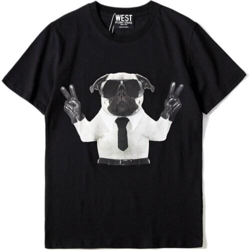 High 2020 Punk New Men Fashion T Shirts sunglasses dog T-Shirt Hip Hop Skateboard Street Cotton T-Shirts Tee Top #J33