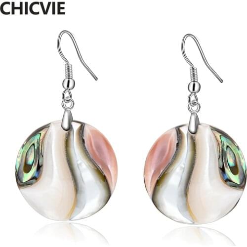 CHICVIE Ethnic Natural Stone Circular Earrings For Women Luxury Temperament Simple Personality Wild Jewelry Earings SER170033