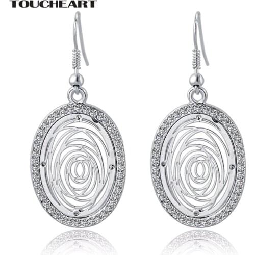 TOUCHEART Vintage Crystal Statement Piercing Earrings With Stones For Women Wedding Big Earring Fashion Silver color Jewelry