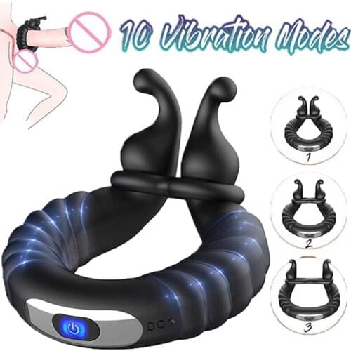 Penis Ring Vibrator Delay Ejaculation Cock Ring Adjustable Size Longer Harder Chastity Device Prostate Massager Sex Toy for Men