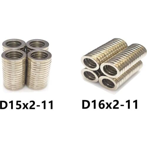 10 20 50PCS/LOT Ring Magnet 15*2 16*2 Hole 11 N35 NdFeB MAGNET 15x2-11 16x2-11 Neodymium Speaker Magnets 15x2mm 16x2mm