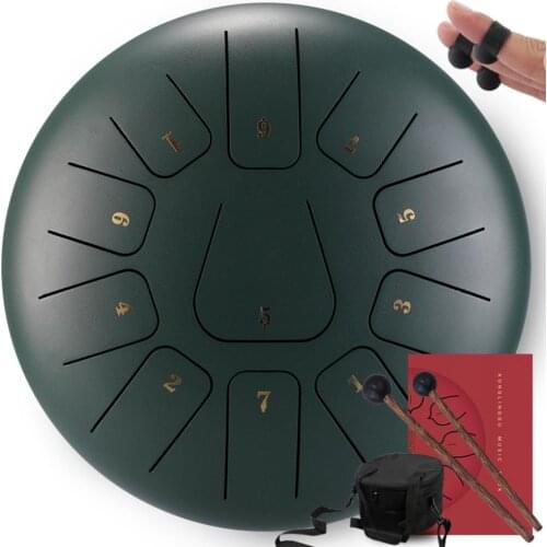 12 Inch 11 Notes Steel Tongue Drum Flower Style Handpan Instrument with Mallets Music Book Bag Percussion For Music Therapists