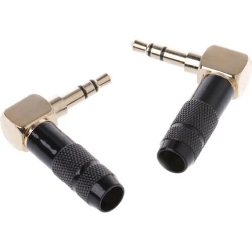 2 Pcs 90 Degree Jack 3.5mm Headphone Plug Right Angle 3 Pole Stereo Audio Adapter