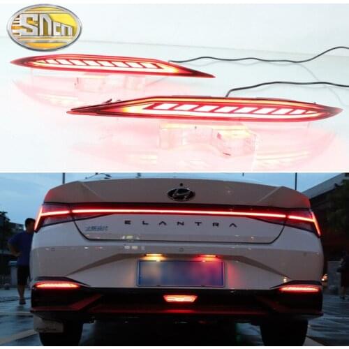2PCS For Hyundai Elantra 2021 2022 3-in-1 Functions 12V LED Bumper Light Rear Fog Lamp Brake Light Dynamic Turn Signal Reflector