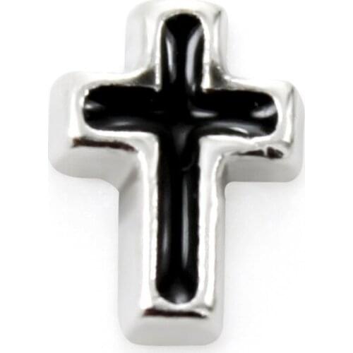 20Pcs/Lot Black Cross Alloy Floating Charms Hand-made DIY for Glass Lockets